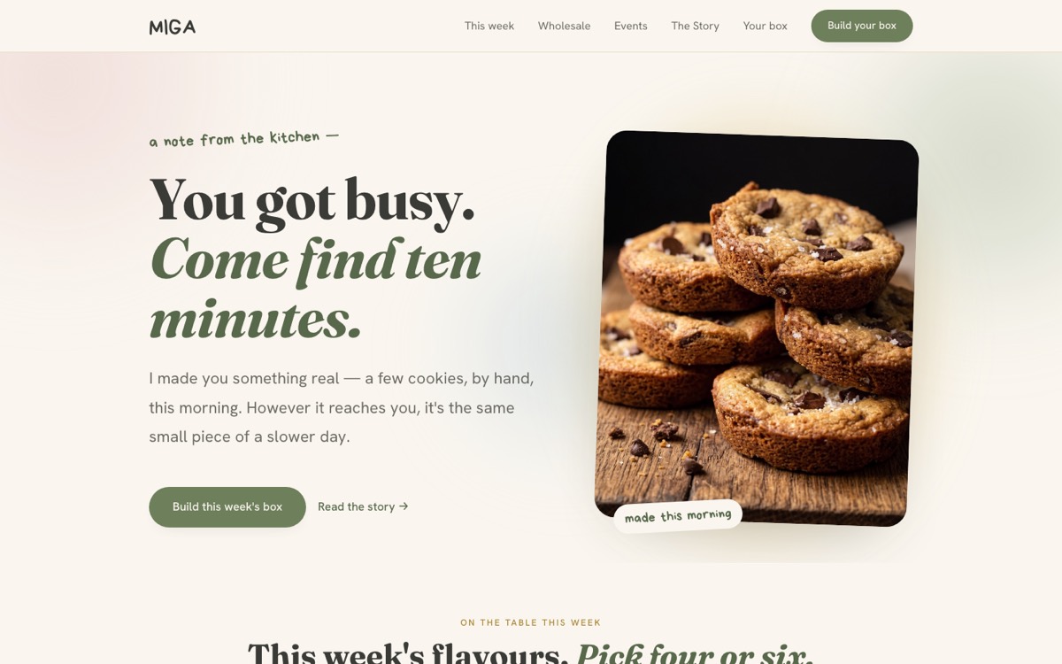 MIGA Bakery — live website